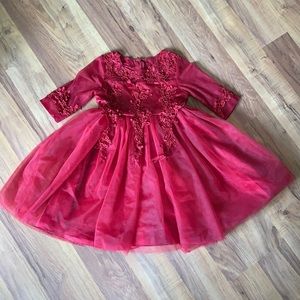 Just Couture red tile lace dress